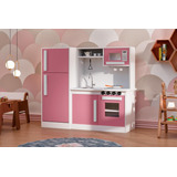 Cozinha Infantil Branco E Rosa Para Meninas Completa Com Geladeira 100 Mdf Lv Móveis