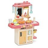 Cozinha Infantil Brinquedo Com Água Luz Som Fumaça 42 Peças BH STORE Rosa 