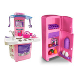 Cozinha Infantil Brinquedo Menina Completa Geladeira Duplex