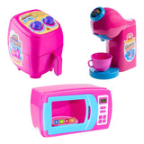 Cozinha Infantil Brinquedo Microondas Air Fryer Cafeteira