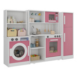 Cozinha Infantil Com Lavanderia E Geladeira Em Mdf