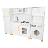 Cozinha Infantil Com Máquina De Lavar E Geladeira Cor Branco
