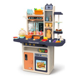 Cozinha Infantil Completa Som Luz Vapor Maquina De Ovos 93 5cm Cor Azul Niro Brinquedos