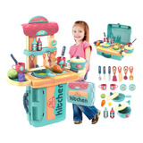 Cozinha Infantil De Brinquedo Para Meninas Maleta 3 Em 1