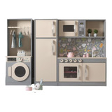 Cozinha Infantil Grande Mdf Armário Geladeira Fogão Lavander