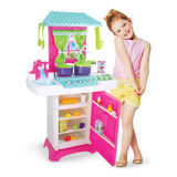 Cozinha Infantil Menina Completa Fogão Geladeira 74cm