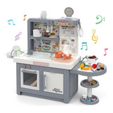 Cozinha Infantil Niro Brinquedos Completa Fogão Indução Vapor Som 98x108cm Cor Cinza