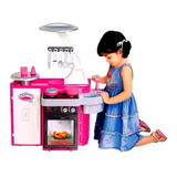 Cozinha Infantil Pia fogão geladeira Rosa