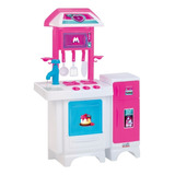 Cozinha Infantil Pink Completa C Água Geladeira Magic Toys
