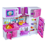 Cozinha Infantil Rosa Grande Fogão Geladeira C Som Sai Água