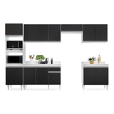 Cozinha Modulada 6 Módulos Composição 8 Bco pto Lumil Móveis Cor Branco