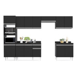 Cozinha Modulada 6 Módulos Composição 8 Preto Lumil Móveis