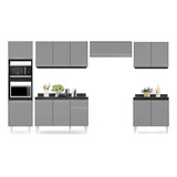 Cozinha Modulada 6 Módulos Composição 8 Pto cza Lumil Móveis Cor Preto