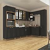Cozinha Modulada Completa 8 Peças 18 Portas 2 Gavetas Paris Chumbo