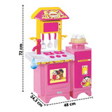 Cozinha Turma Da Mônica Completa Com Fogão Geladeira Micro onda Torneira Que Sai Água De Verdade E Acessórios Brinquedo Infantil Na Cor Rosa Magic Toys