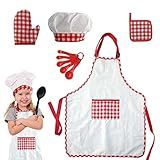 Cozinhar Chef Set Crianças Conjunto De Avental De Chef De Criança Para Assar Chapéu De Chef Avental Vestir Traje De Chef De Assar Brinquedos De Encenação Presente Para 3 8 Anos