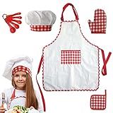 Cozinhar Chef Set Crianças Kit Chef De Cozinhar E Assar Crianças Avental Chapéu De Chef Colheres E Tapete Brinquedos De Encenação Para Meninas De 3 A 8 Anos Gyouza