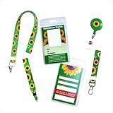 Crachá De Identificação Deficiências Ocultas Com Cordão Girassol Porta Crachá Dupla Face Preenchimento Manual Trava De Segurança Autismo Neurodiversidade TDAH PCD Chaveiro Roller Clip Pulseira KIT