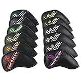 Craftsman Golf 12 Unidades De Capas De Cabeça De Ferro De Golfe De Couro Sintético Preto Conjunto De Capa Com Número Colorido Bordado Obtenha Facilmente O Ferro Necessário Para Callaway Ping Taylor