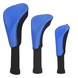Craftsman Golf Acessório 3Pcs Set Meshy Neoprene Golf Club Headcover Para Driver Fairway Hybrids Rescue Preto E Azul 