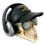 Crânio Boné Com Fone E Óculos Caveira Skull Esqueleto