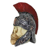 Crânio Cabeça Caveira Enfeite Com Capacete Soldado Guerreiro