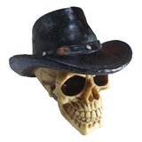 Cranio Caveira Com Chapéu Decoração Halloween