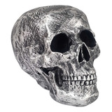 Cranio Caveira Grande Tamanho Real Prateado Decorativo
