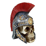 Crânio Soldado Romano Caveira Com Capacete Decorativo 20 Cm 