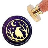 CRASPIRE Carimbo De Cera De Corvo Com Selo De Cera De Estrela E Lua Vintage Carimbo De Lacre Com Cabeça De Latão Removível De 30 Mm Com Alça De Madeira Para Convites De Casamento Envelope Envelope De Formatura