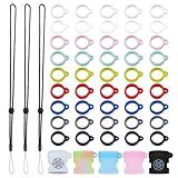 CRASPIRE Conjunto De Cordão Antiperda Com 45 Peças De Anéis De Borracha De Silicone 3 Peças Colar Com Pingente De Correia 5 Peças Suporte De Fixação Ajustável Macio Protetor De Caneta Chaveiro