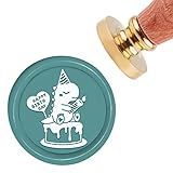 CRASPIRE Selo De Cera Happy Birthday Com Selo De Dinossauro Vintage Selo Cera Animais 30 Mm Removível Com Alça De Madeira Para Convites De Casamento Formatura Envelope De Natal