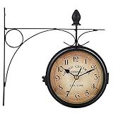 Crayfomo Relógio De Parede Retrô De Dois Lados Para Jardim Vintage Industrial De Dois Lados Para Decoração De Interiores Estilo Antigo Relógios De Parede Clássicos Criativos Preto 12 7 Cm