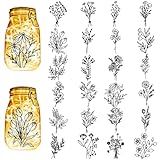 CREATCABIN 24 Peças De Silhuetas De Flores Jarra De Pedreiro Decoração Plantas Corte A Laser Papelão Recortes Recortes PVC Para Artesanato Lanterna Jarras Pintura De Parede Janela Vidro 