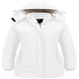 CREATMO US Casaco De Inverno Feminino Espesso Sherpa Casaco De Neve Quente Com Capuz Removível Branco GG