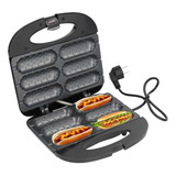 Crepeira Pratica Crepe Hot Dog Preta E Inox 6 Cavidades