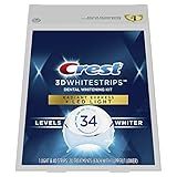 Crest Kit De Clareamento Dental 3DWhitestrips Radiant Express Luz LED Em Casa 20 Tratamentos 34 Níveis De Clareamento Dental