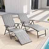 Crestlive Products Conjunto De 2 Espreguiçadeiras Espreguiçadeiras Cadeiras Reclináveis Dobráveis De Alumínio Ajustável 8 Posições Sem Montagem Perfeita Para Praia Quintal Piscina Deck Cinza