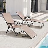 Crestlive Products Conjunto De 2 Espreguiçadeiras Espreguiçadeiras Cadeiras Reclináveis Dobráveis De Alumínio Ajustável 8 Posições Sem Montagem Perfeita Para Praia Quintal Piscina Deck