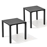 Crestlive Products Conjunto De 2 Mesas Laterais De Alumínio Para Ambientes Externos Mesa Lateral De Poltrona De Piscina Mesa De Canto Quadrada Pequena Resistente Ao Clima Para Pátio Quintal 