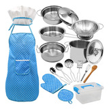Crianças Cozinhar E Cozinhar Set 18 Pcs Com Chef Hat Avental