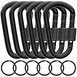Cridoz Conjunto De Mosquetão E Chaveiro 6 Clipes De Mosquetão De Metal Em Forma De D Com 6 Anéis De Chaveiro Resistentes Para Chaves Garrafas Mochilas Preto 
