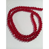 Cristal Flat Vermelho Rubi Brilhante 6x4mm Fio 95 Unidades