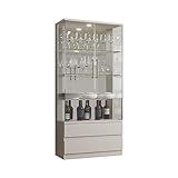 Cristaleira 2 Portas 2 Gavetas 3 Prateleiras Diamante Mavaular Off White