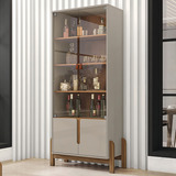 Cristaleira Lizz 4 Portas 3 Prateleiras Off White cedro Cor Bege