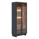 Cristaleira Tenerife C portas De Vidro Mdf mdp Preto noce