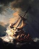 Cristo Na Tempestade Do Mar Da Galiléia De Rembrandt 60x74 Tela Canvas Para Quadro