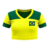 Cropped Brasil Blusa Feminina Copa Seleção