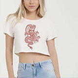 Cropped Dragão Chinês Vermelho E girl Gamer