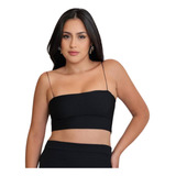 Cropped Feminino Alçinha Fina Sem Bojo Top Faixa Reto